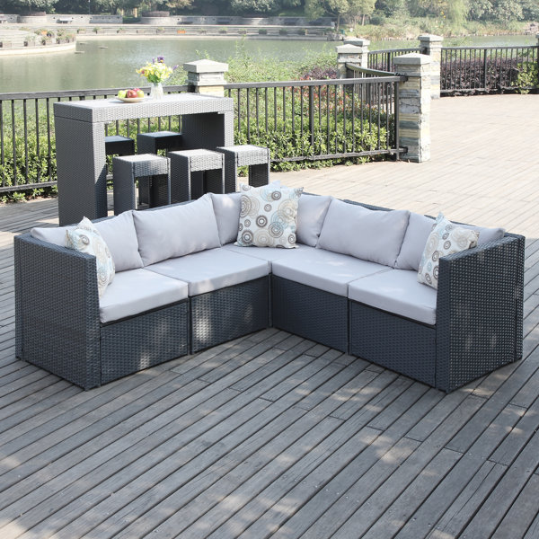Mercury Row Lachesis Patio Sectional with Cushions & Reviews Wayfair