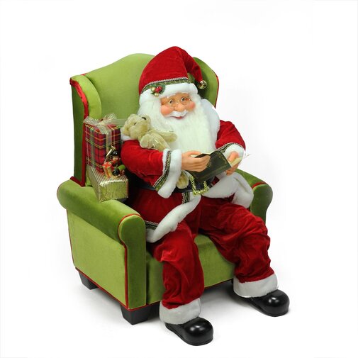 The Holiday Aisle Jolly Santa Claus Sitting in Arm Chair Christmas ...