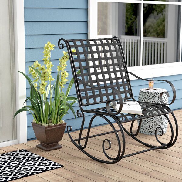 Hoefer Iron Outdoor Patio Rocker by Three Posts