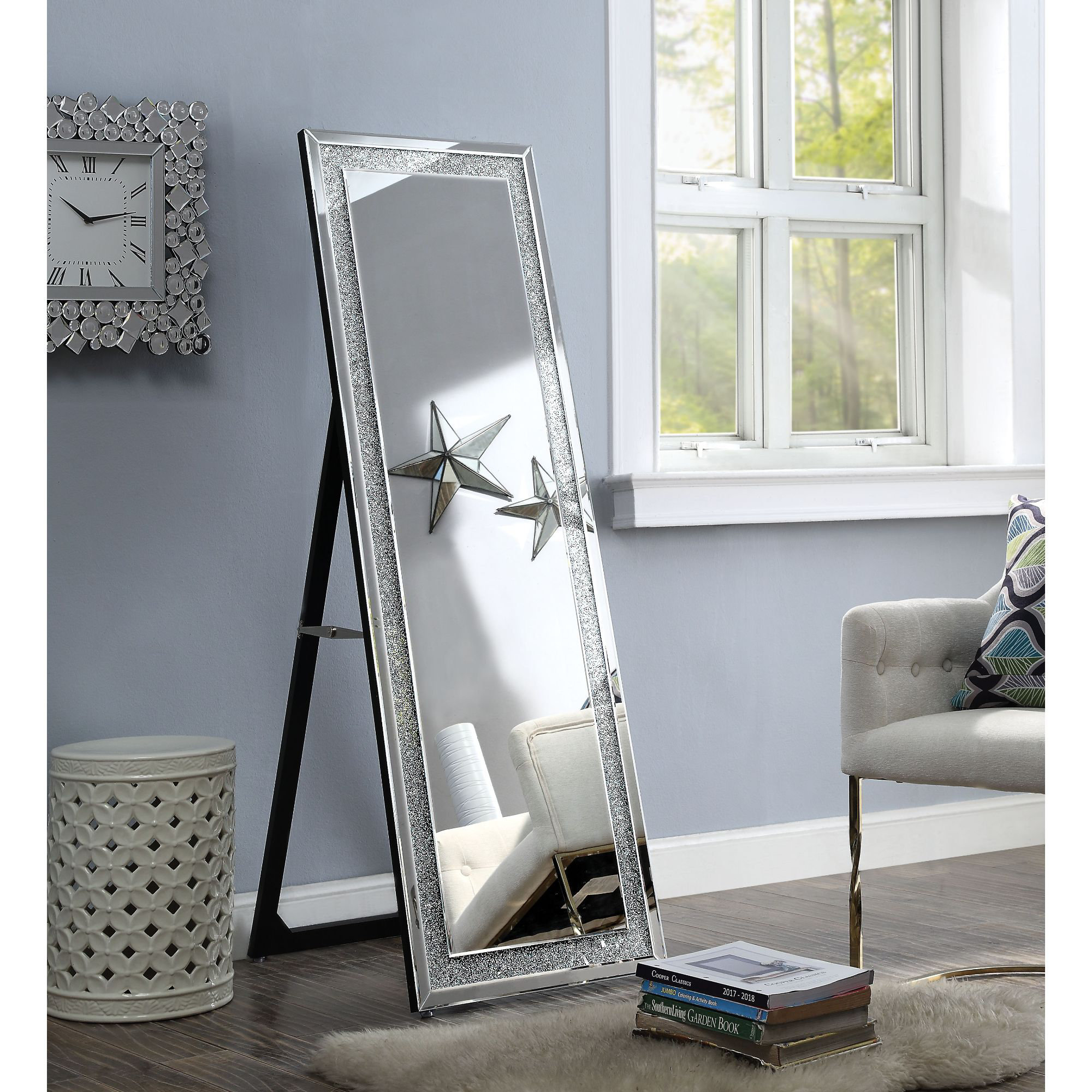 Mercer41 Lynden Faux Crystal Accented Wooden Beveled Floor Full Mercer41 Lynden Faux Crystal Accented