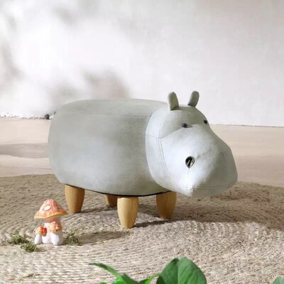 Isabelle and Max Baird Animal Shape Ottoman  Fabric: White Hippo