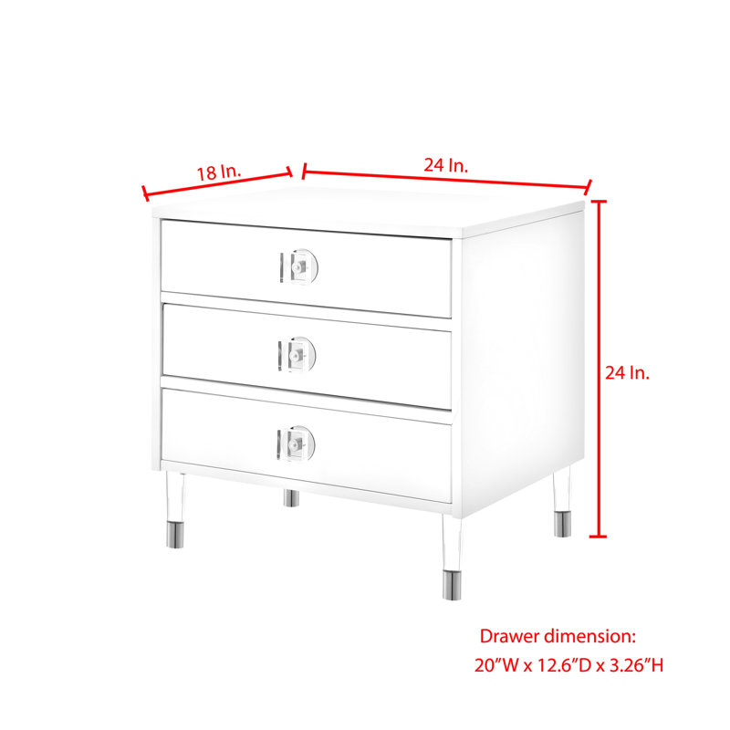 Tila Acrylic Knob 3 Drawer Nightstand Joss Main