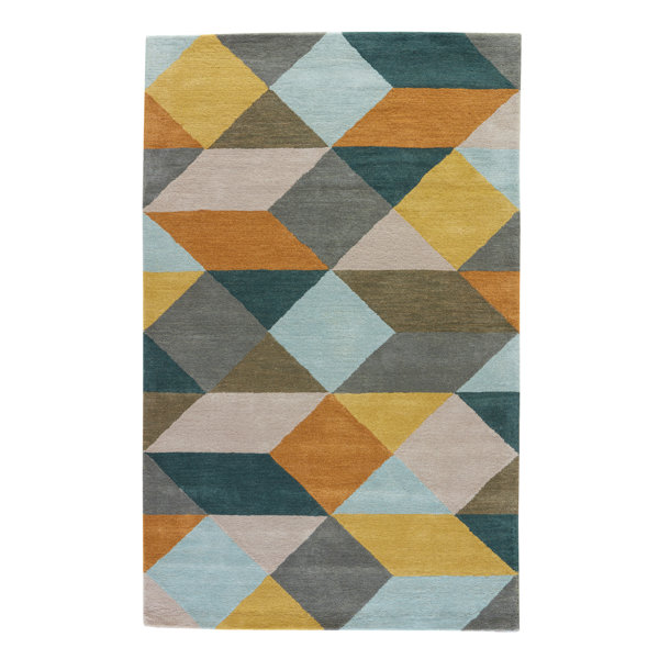 Benson Gray/Yellow Geometric Area Rug by Wrought Studio