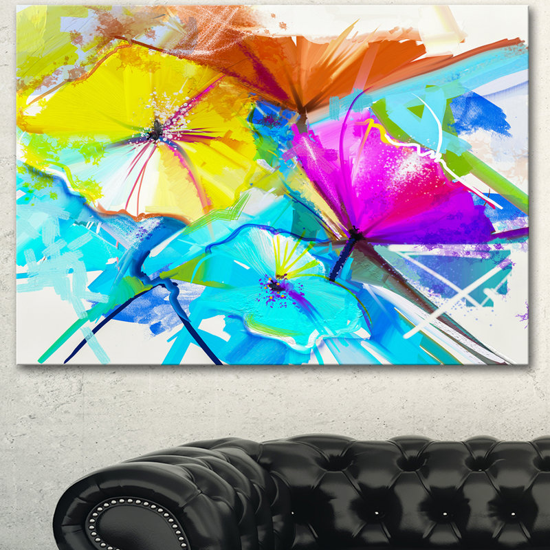 Designart Abstract Spring Flowers Still Life Painting Print On