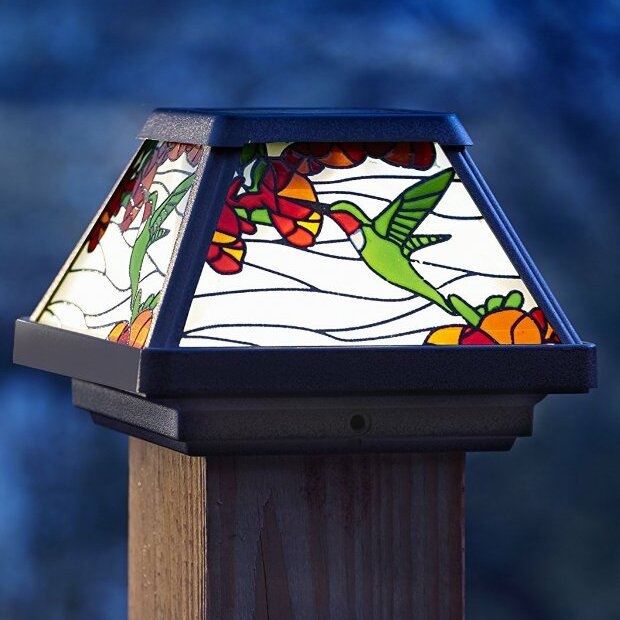 moonrays post cap lamp in stained glass design