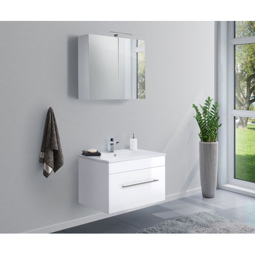 Viva 2-Piece Bathroom Furniture Set Belfry Bathroom Furniture Finish: High-gloss White