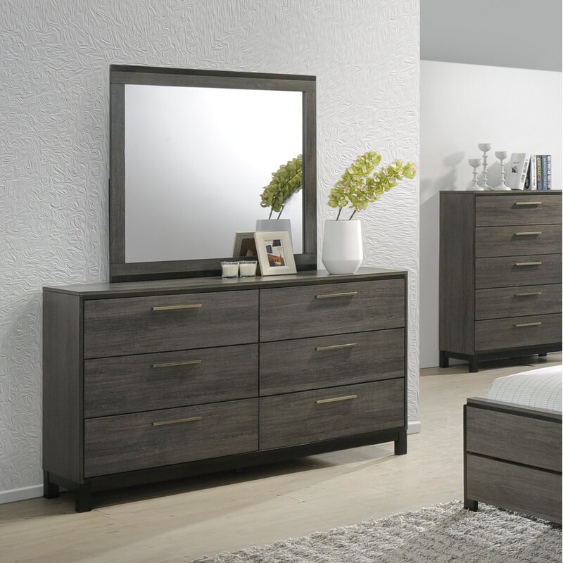 Gracie Oaks Mandy 6 Drawer Double Dresser With Mirror Reviews