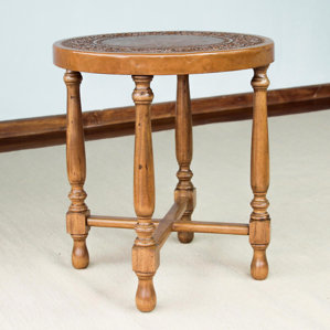 Colonial Light Mohena Wood and Leather End Table by Novica