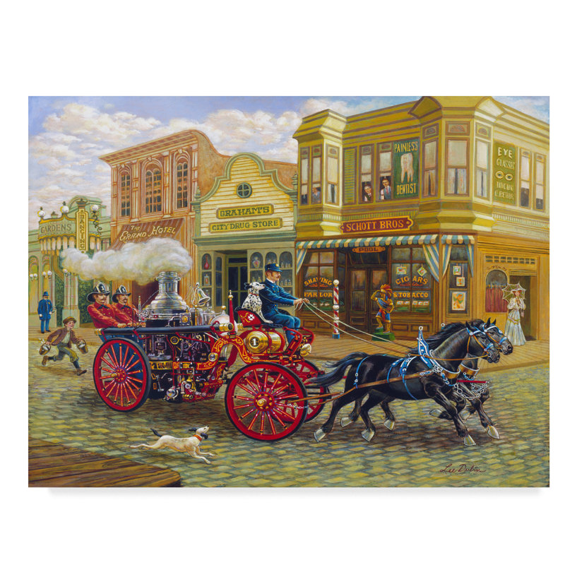Winston Porter Fire Truck Acrylic Painting Print On Wrapped