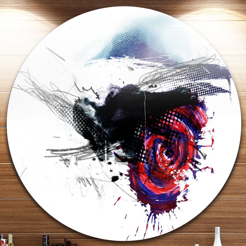 Designart Dark Blue Abstract Splashes Graphic Art Print On Metal