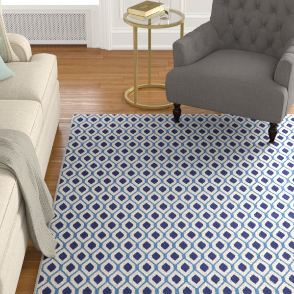 Susan White/Navy Area Rug by Charlton Home