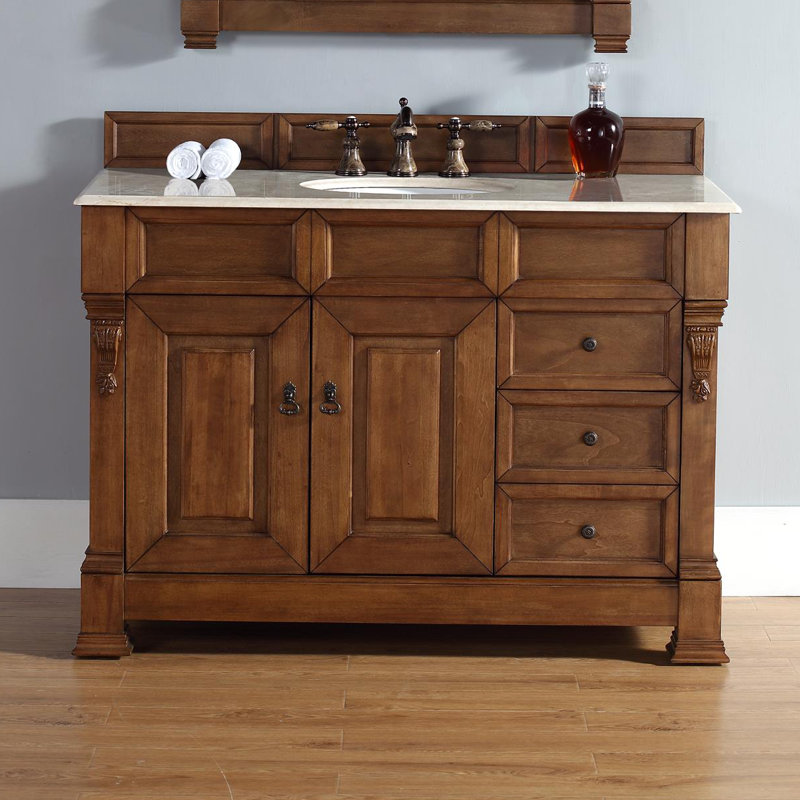 darby home co bedrock 48" single country oak bathroom vanity set darby home co bedrock 48" single country oak bathroom vanity set