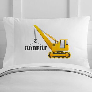 Personalized Construction Crane Toddler Pillow Case