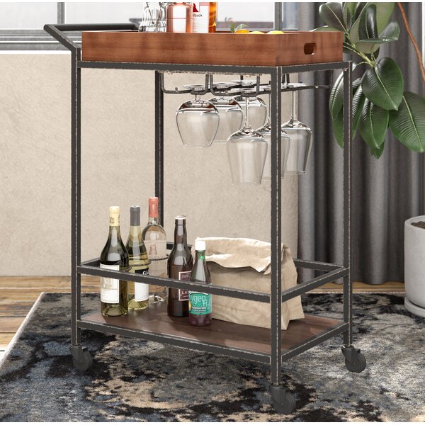 Jacqulyn 2 Tier Tube Bar Cart by Williston Forge