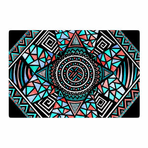 Pom Graphic Design Geo Glass Teal/Black Area Rug