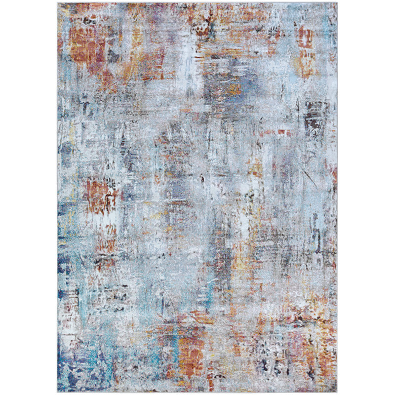 Ebern Designs Goris Blue Orange Area Rug Reviews Wayfair Goris Blue Orange Area Rug