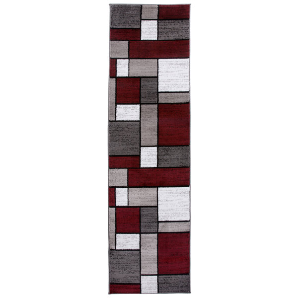 Brampt Boxes Red/Gray Area Rug by Wade Logan