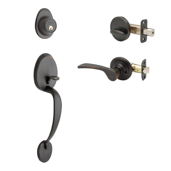 Colonial Style Active Handleset with Kash Lever Interior Trim by Copper Creek