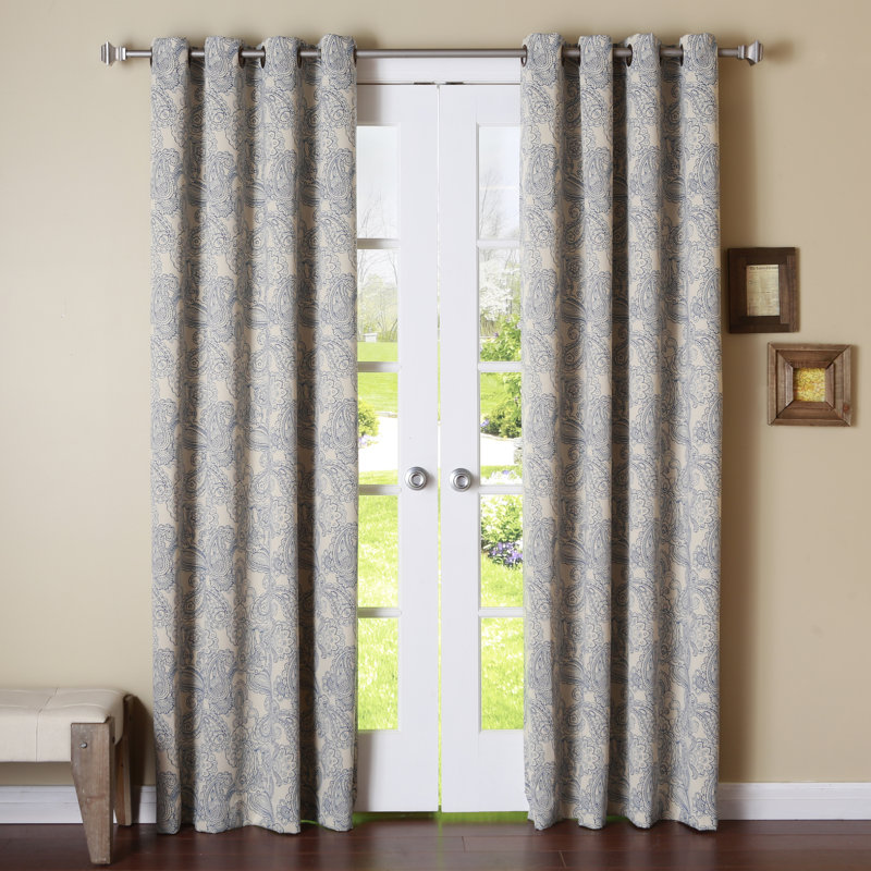Best Home Fashion, Inc. Stitch Paisley Blackout Thermal Grommet Curtain