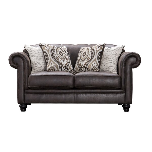 Review Acanva Chesterfield Tufted Leather-Like Loveseat