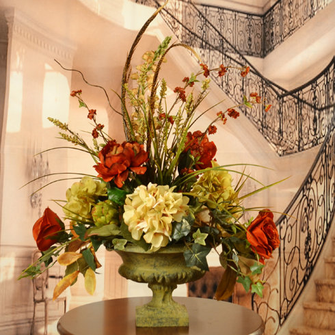 Fl Home Decor Peony And Hydrangea Silk Flower Arrangement With Peony And Hydrangea Silk Flower Arrangement With Feathers