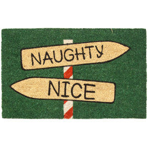 Sweet Home Naughty or Nice Non-Slip Coir Doormat