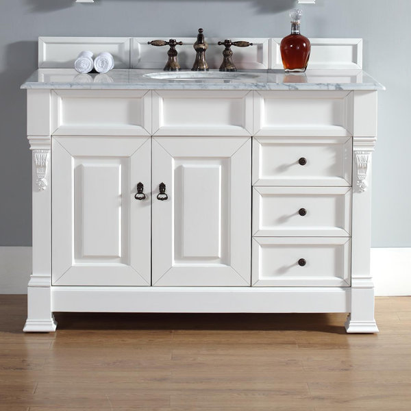 Bedrock 48 Single Cottage White Bathroom Vanity Set with Drawers by Darby Home Co