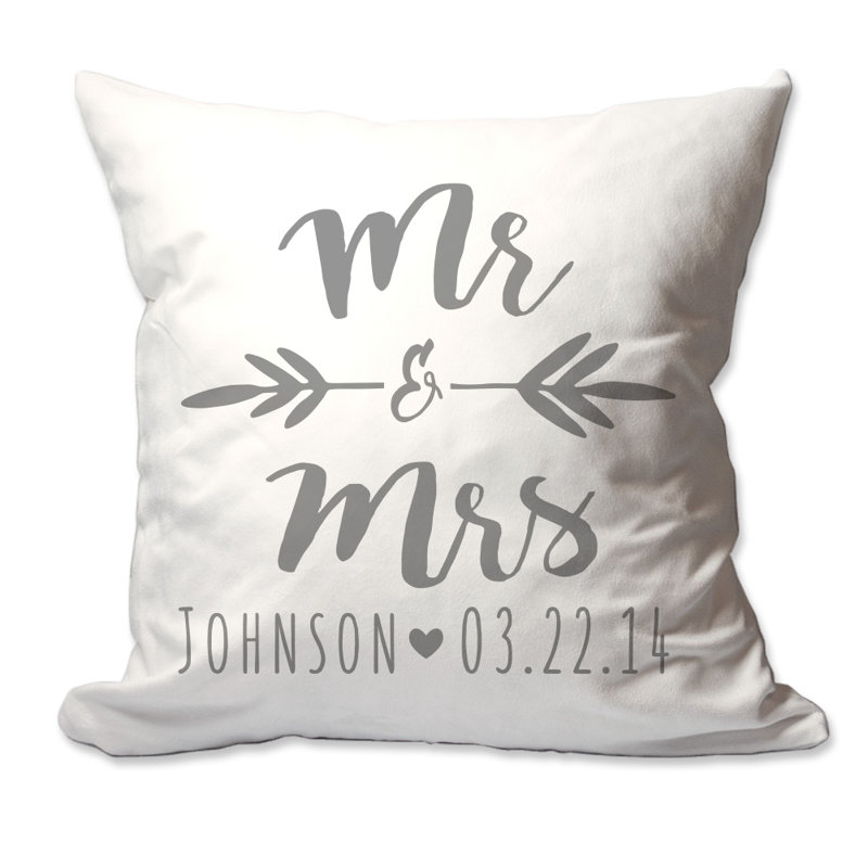 Personalized Brush Script Mr & Mrs Throw Pillow