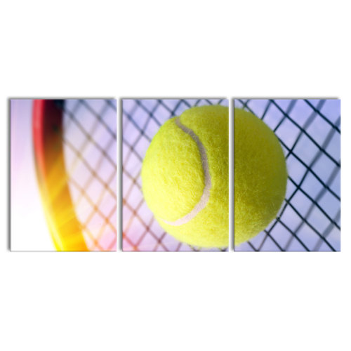 Tennis Racket and Tennis Ball 3-Piece Photograph Set on Canvas East Urban Home Size: 100 cm H x 210 cm W