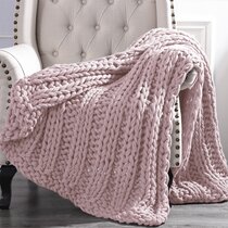 Pink Chunky Knit Throw Wayfair