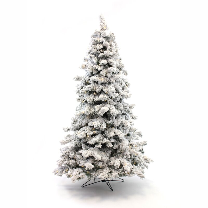 Heavy Flocked White Artificial Christmas with 700 Clear Lights. 
