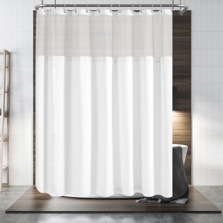 Waterproof Bathroom Curtain Liner with Bottom Magnets and Reinforced Grommets,72 W x 72 L Inches Home Queen Waffle Weave Shower Curtain Heavy Duty Liner White