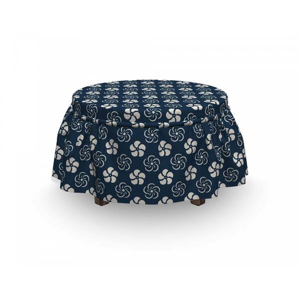 Review Geometric Retro Japanese Flora 2 Piece Box Cushion Ottoman Slipcover Set