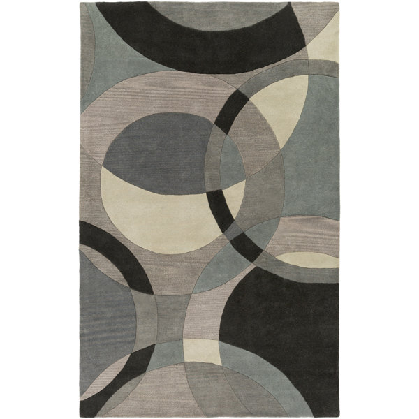 Dewald Hand-Tufted Neutral/Blue Area Rug by Ebern Designs