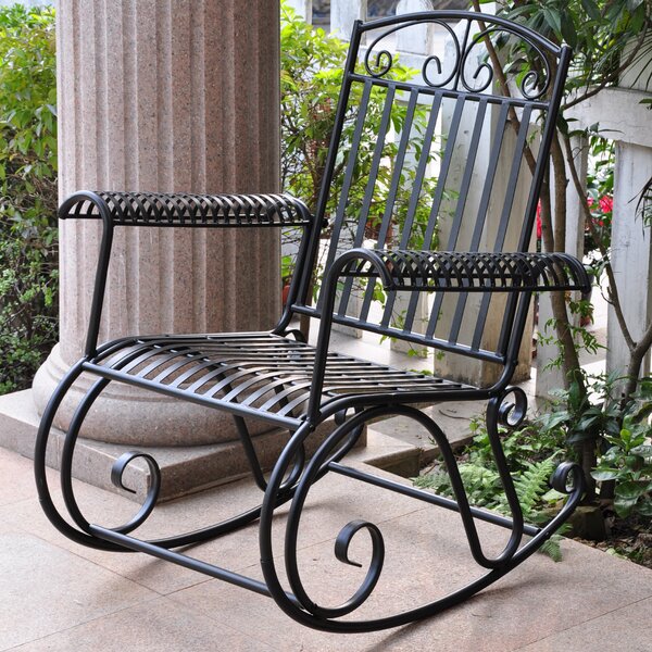 Snowberry Iron Outdoor Porch Rocking Chair by Three Posts