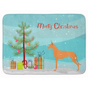 Pharaoh Hound Merry Christmas Tree Memory Foam Bath Rug