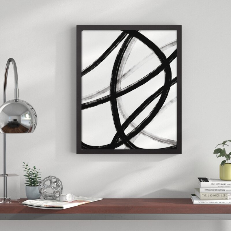 Orren Ellis Loops Black And White Abstract Picture Frame Graphic