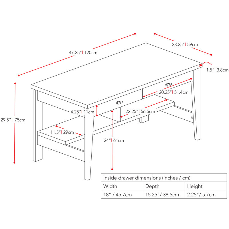 desk width