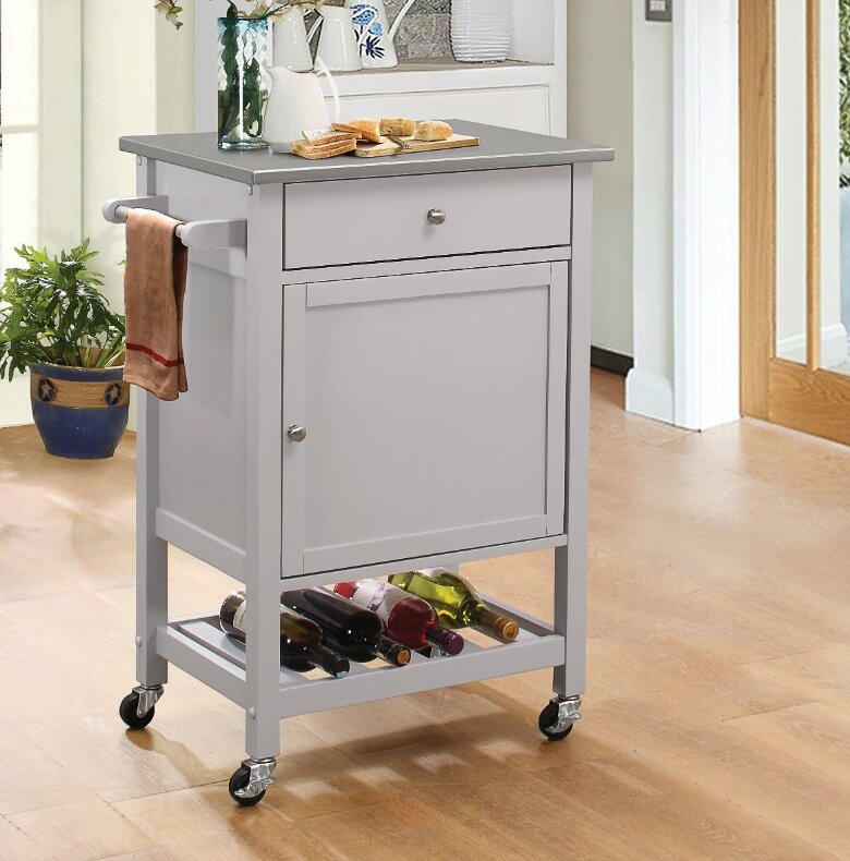 Charlton Home® Rodger Kitchen Cart with Stainless Steel ...