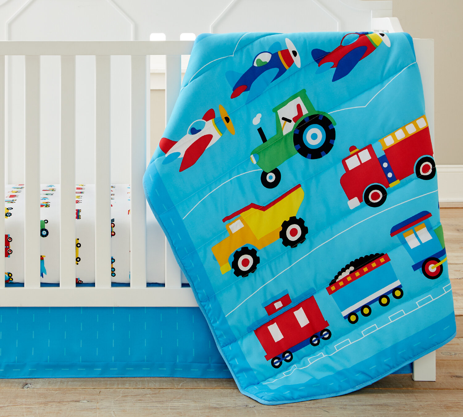 Wildkin Trains Planes Trucks 3 Piece Crib Bedding Set Reviews