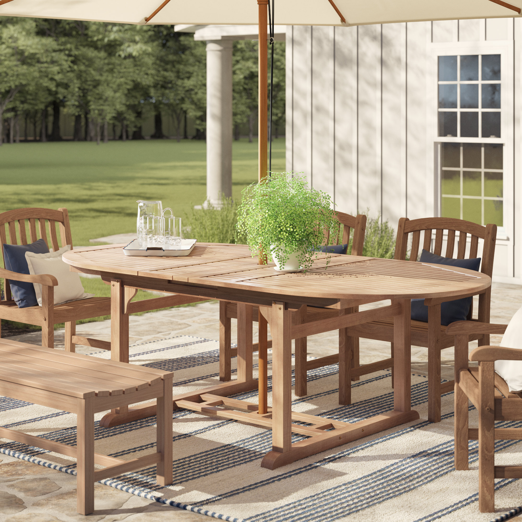 Grade-A Teak Wood 20/" Lazy Susan W// Umbrella Hole Outdoor Dining Garden Patio