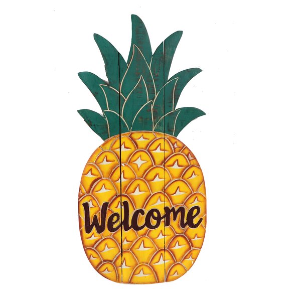 Chambly Carved Pineapple Welcome Sign Wall Décor by Bay Isle Home