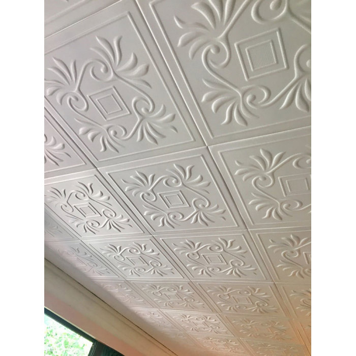 Cockatoos 1 6 Ft X 1 6 Ft Glue Up Ceiling Tile In White