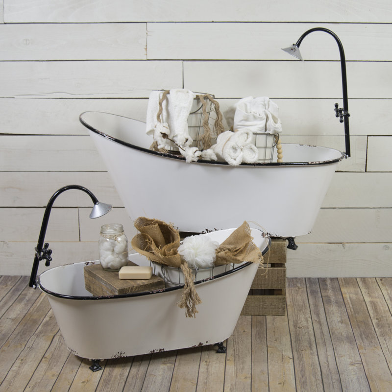 Gracie Oaks Jemma Vintage Charm Bathtub 2 Piece Metal Planter Box