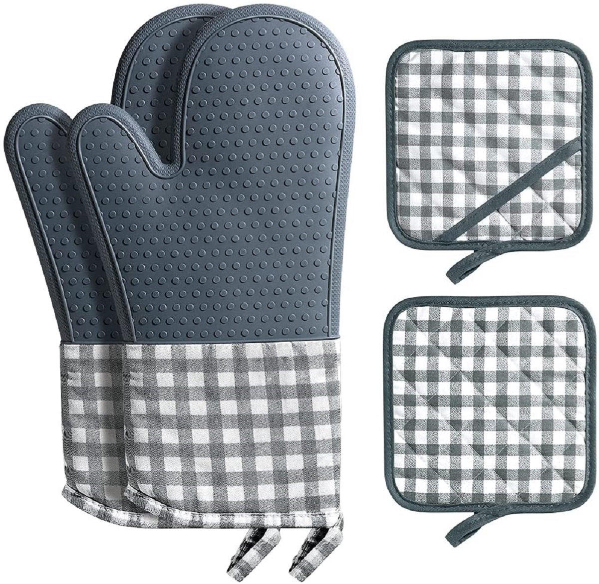 Tianran Silicone Oven Mitts And Pot Holders For Kitchen Heat Resistant Cooking Gloves For Women Pot Holders And Oven Mitts Set Hmhp 2pcs Hot Pot Holders 2pcs Oven Gloves Grey Wayfair