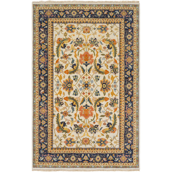 Ryals Hand-Knotted Wool Burnt Orange/Yellow Area Rug by Astoria Grand