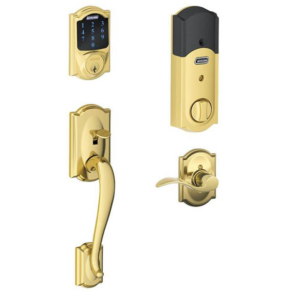 FE Series Camelot Handleset with Touchscreen Deadbolt and interior Accent Lever by Schlage