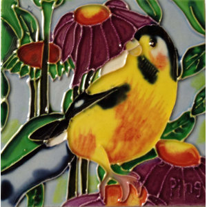Gold Finch Tile Wall Decor