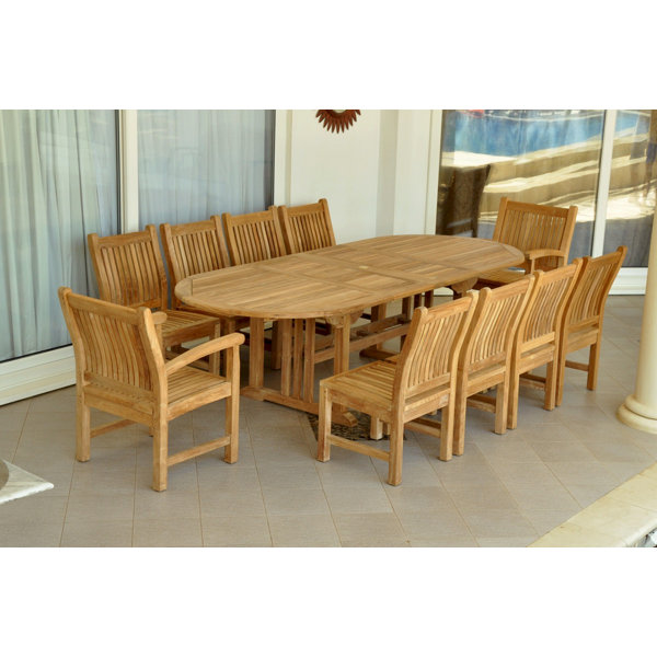 Sahara 11 Piece Teak Dining Set with Sunbrella Cushions by Anderson Teak