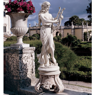 Muse with Harp Statue Design Toscano